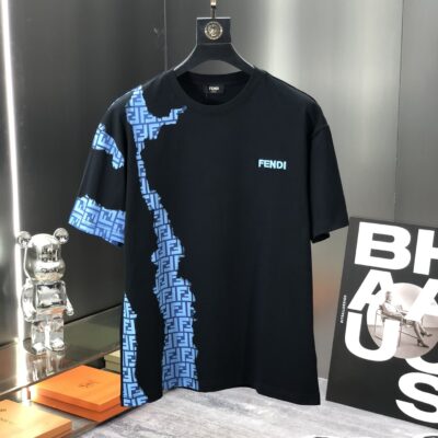 太帥氣的撞色印花芬迪FENDI2024新品高仿圓領T恤衫男