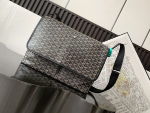 1比1高仿GOYARD高雅德包 Goyardine帆布 CAPETIEN 郵差包 黑色