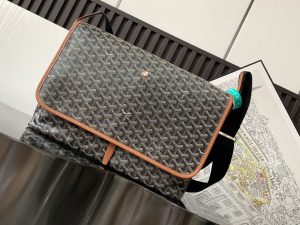 1比1高仿GOYARD高雅德包 Goyardine帆布 CAPETIEN 郵差包 黑棕