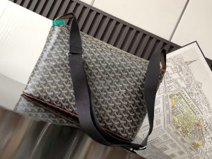 1比1高仿GOYARD高雅德包 Goyardine帆布 CAPETIEN 郵差包 黑棕