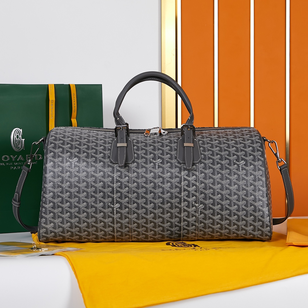 goyard202404121900002.jpg 原單複刻GOYARD高雅德包 Goyardine帆布 BOSTON45旅行包 灰色