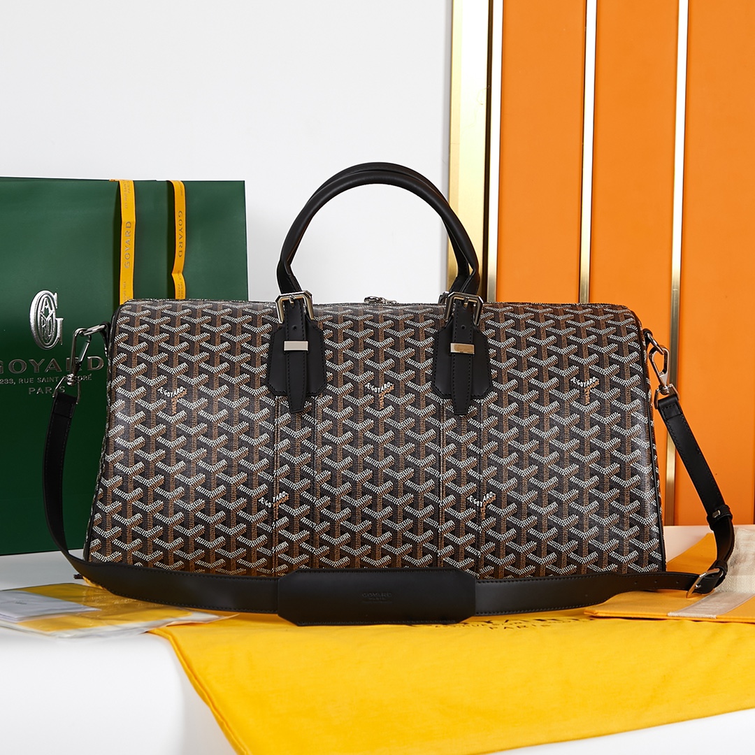goyard202404122200002.jpg 原單複刻GOYARD高雅德包 Goyardine帆布 BOSTON45旅行包 黑色