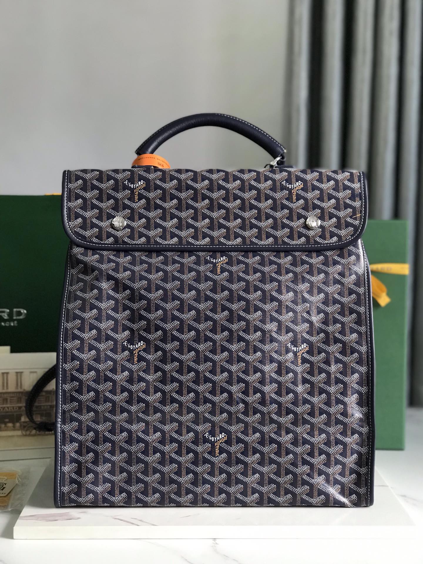 goyard202404141800005.jpg 複刻奢侈品包GOYARD高雅德 Goyardine帆布 SAINT LEGER 揹包雙肩包 深藍