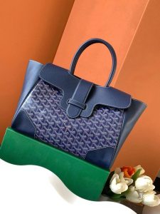 一比一複刻GOYARD高雅德包 Goyardine帆布 Saïgon托特包西貢Tote 深藍