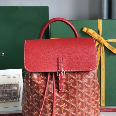 高仿奢侈品GOYARD高雅德包 Goyardine帆布 Alpin迷你雙肩包揹包 紅