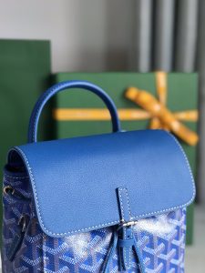 高仿奢侈品GOYARD高雅德包 Goyardine帆布 Alpin迷你雙肩包揹包 藍