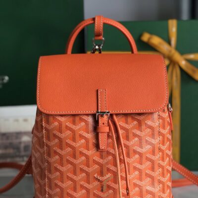 高仿奢侈品GOYARD高雅德包 Goyardine帆布 Alpin迷你雙肩包揹包 橙