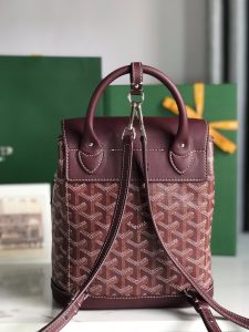 高仿奢侈品GOYARD高雅德包 Goyardine帆布 Alpin迷你雙肩包揹包 酒紅