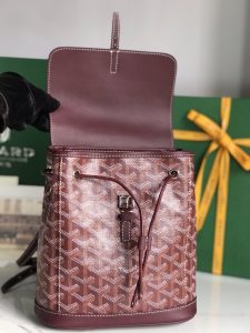 高仿奢侈品GOYARD高雅德包 Goyardine帆布 Alpin迷你雙肩包揹包 酒紅