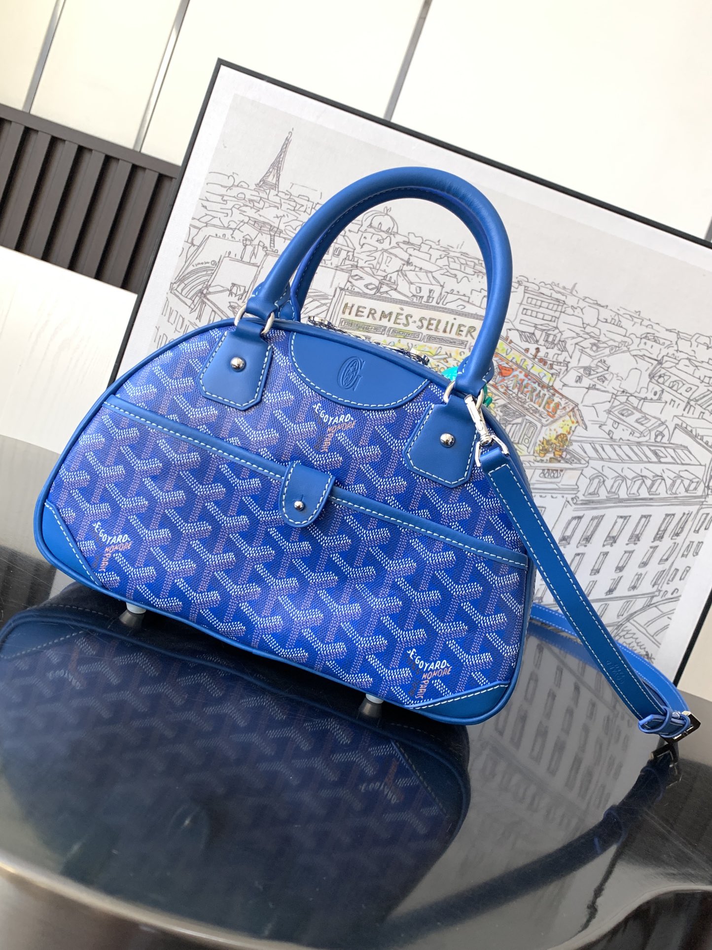 goyard202404181100004.jpg 一比一高仿GOYARD高雅德包包 保齡球包 手提包 藍色