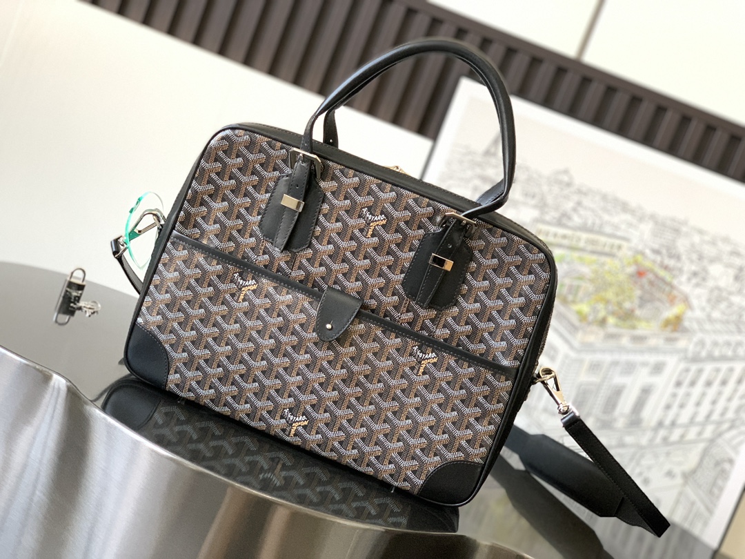 goyard202404182800008.jpg 原單高仿包GOYARD高雅德 Ambassade中號公文包 黑色