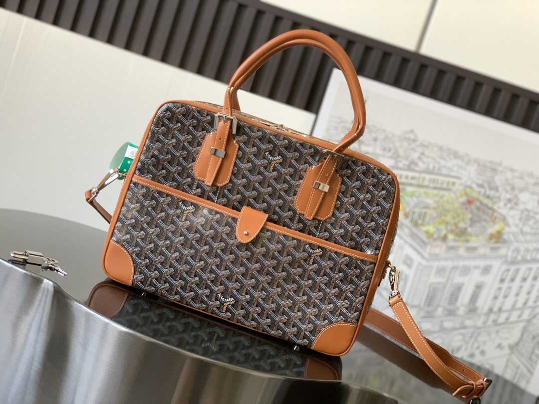 goyard202404183100007.jpg 原單高仿包GOYARD高雅德 Ambassade中號公文包 棕色