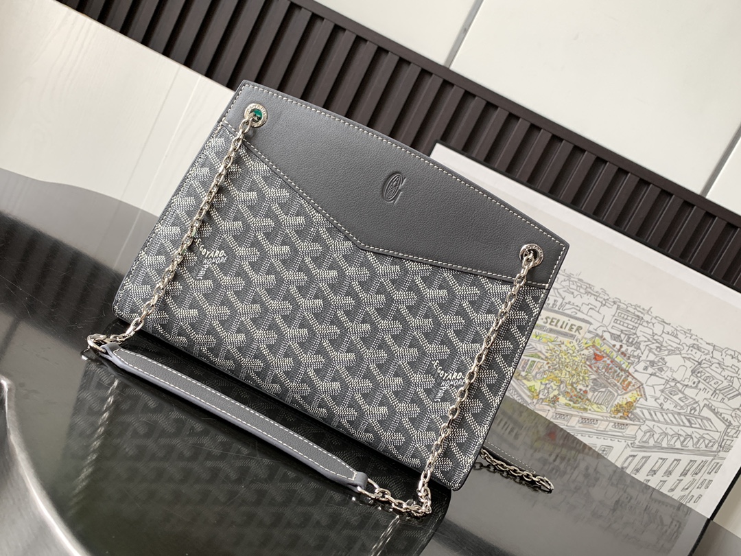 goyard202404183600005.jpg 高仿1比1名牌包GOYARD高雅德 Rouette小號硬版鏈條單肩包 灰色