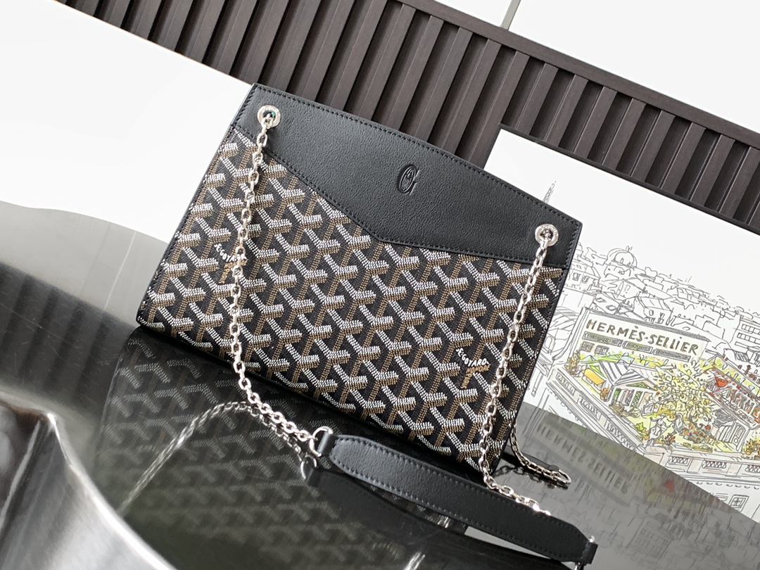 goyard202404183700006.jpg 高仿1比1名牌包GOYARD高雅德 Rouette小號硬版鏈條單肩包 黑色