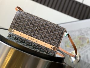 高仿GOYARD高雅德包包 Monte-Carlo 小號手拿包單肩包 黑棕