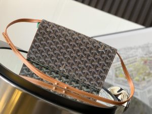 高仿GOYARD高雅德包包 Monte-Carlo 小號手拿包單肩包 黑棕