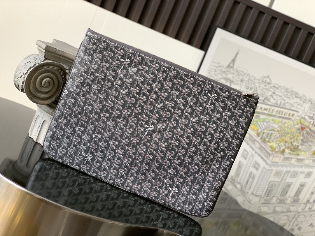 goyard202404215700004.jpg 複刻GOYARD高雅德包包 SENAT大號手拿包 灰色