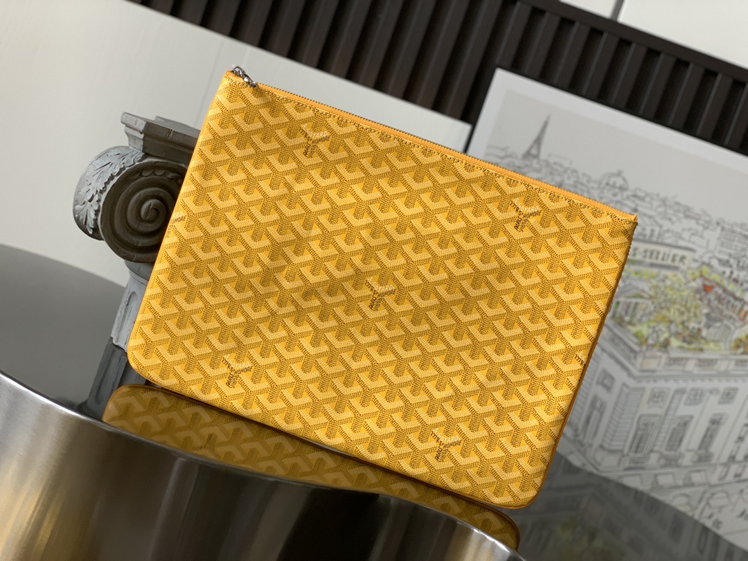 goyard202404215900002.jpg 複刻GOYARD高雅德包包 SENAT大號手拿包 黃色