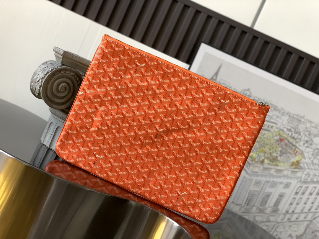goyard202404216200002.jpg 複刻GOYARD高雅德包包 SENAT大號手拿包 橙色