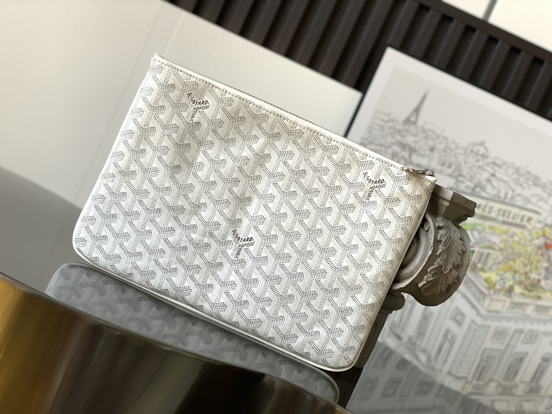 goyard202404217100001.jpg 原單複刻GOYARD高雅德包包 SENAT中號手拿包 (MM) 白色