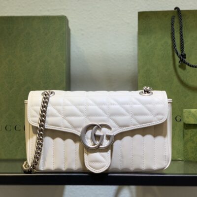 443497精美米白色真皮GucciA貨包包復刻斜挎包女款