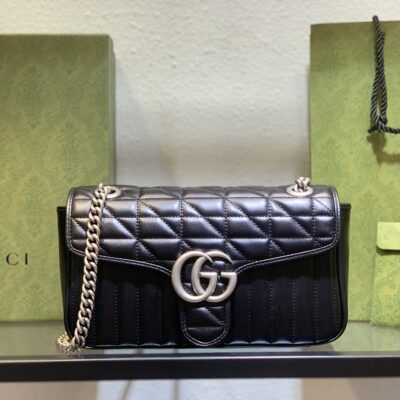 443497獨特設計經典黑色Gucci高仿斜跨包肩背包單肩包女款