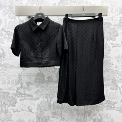 精品A貨衣服Gucci黑色裙子套裝上衣女