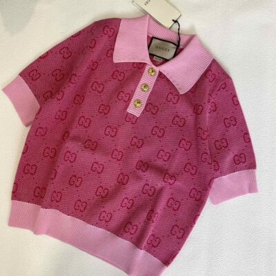 Gucci頂級高仿針織翻領服裝女款針織T恤