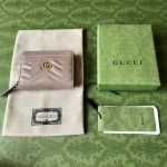 經典71772Gucci Aria 系列頂級原單古馳真皮卡夾零錢包