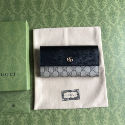 新款Ophidia系列 GucciA貨長款錢包 黑色