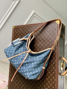 CARRYALL MM M46855蓝 獨特藍色 丹寧牛仔材質 高仿LV路易威登包包 手提包