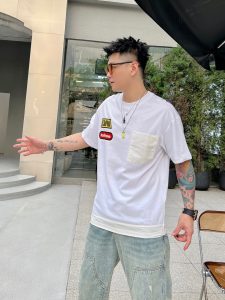 路易威登頂級高仿服裝夏季新品短袖T恤 專櫃同步 白色