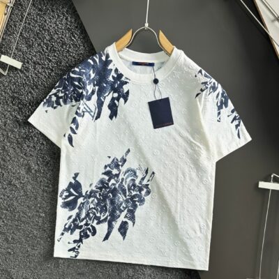 很精緻的印花 2024新品 LV 原單衣服 純棉圓領短袖T恤 白色
