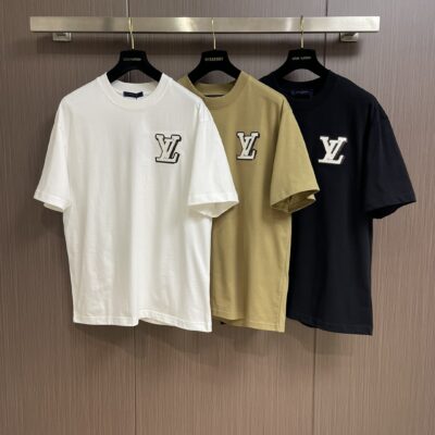LV大logo設計 頂級原單衣服 圓領短袖T恤 男女同款