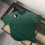 Louis vuitton/LV2024高仿服裝logo印花圖案圓領短袖T恤 綠色