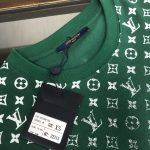 Louis vuitton/LV2024高仿服裝logo印花圖案圓領短袖T恤 綠色