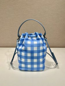 一比一複刻普拉達包包 Prada Duet Re-Nylon 水桶袋 格子