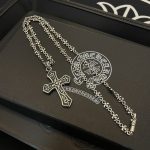 高仿複刻Chrome Hearts克羅心飾品 經典復古項鍊 個性十字架吊墜 童軍花