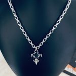 複刻Chrome Hearts克羅心經典鳶尾花黑瑪瑙吊墜+Paper Chain