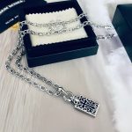 原單Chrome Hearts克羅心 十字架童軍花吊墜+Paper Chain經典5MM字母鏈