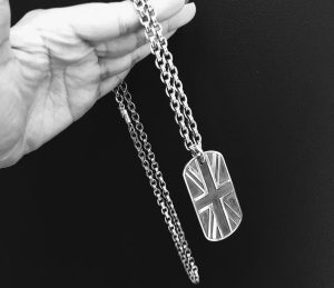 高仿Chrome Hearts克羅心項鍊英國國旗米字旗狗牌+Paper Chain經典5MM字母