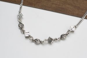 原單克羅心（Chrome Hearts）十字架骰子項鍊925銀約65cm長度