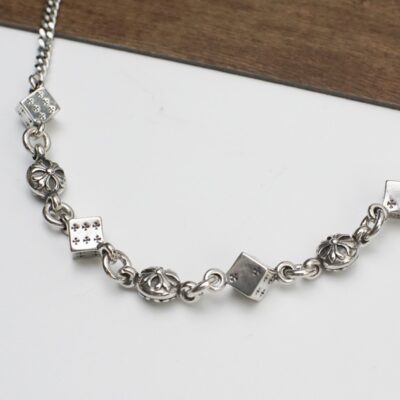 原單克羅心（Chrome Hearts）十字架骰子項鍊925銀約65cm長度