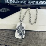 高仿Chrome Hearts克羅心堆疊十字架狗牌吊墜項鍊+Paper Chain經典5MM字母項鍊
