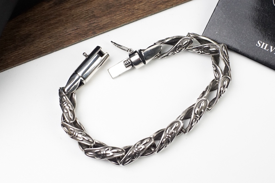 ChromeHearts202405111500008 複刻Chrome Hearts克羅心 925純銀經典鳶尾花手環手鏈