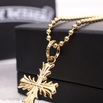 1比1高仿複刻Chrome Hearts克羅心 火焰十字花吊墜項鍊 22k鍍金