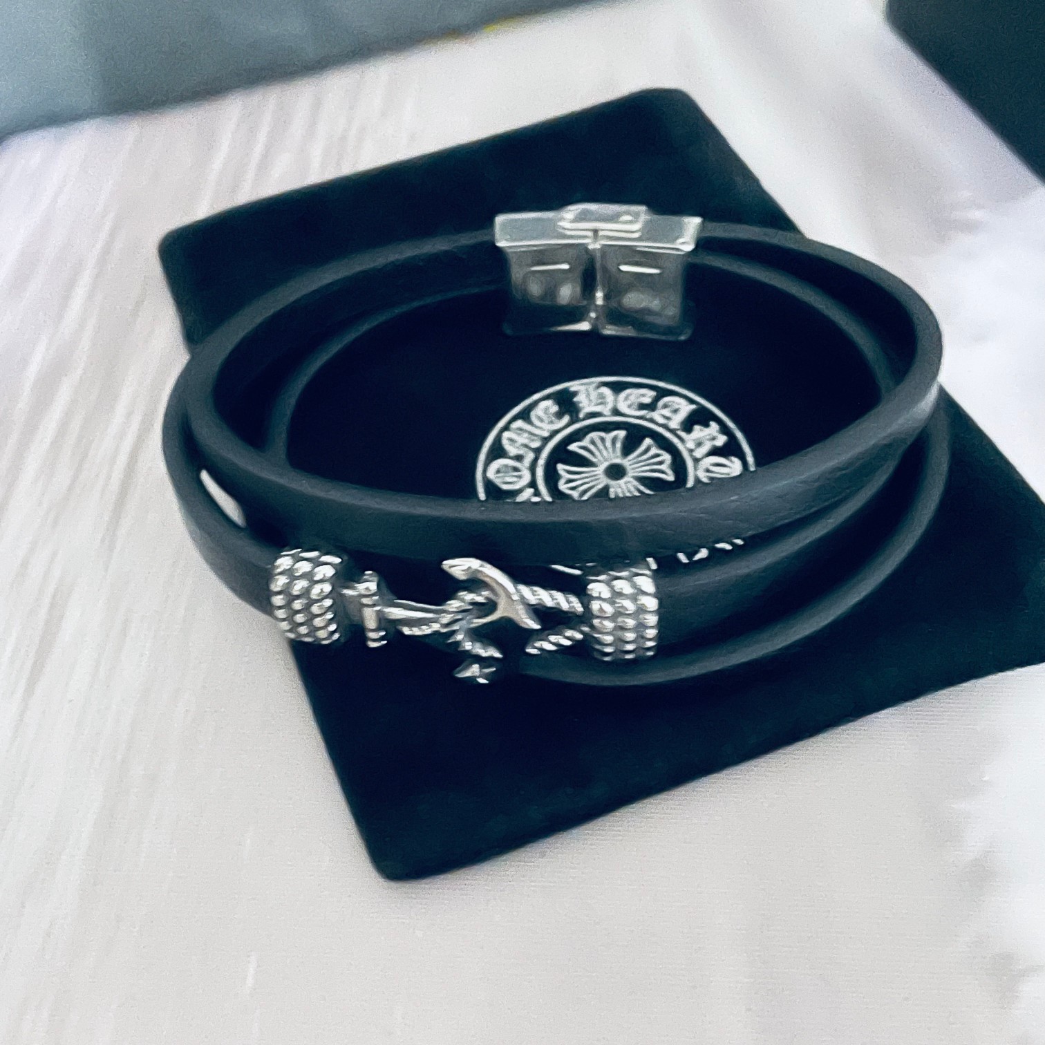 ChromeHearts202405120200003 高仿複刻Chrome Hearts克羅心 經典船錨皮繩手鏈手鐲