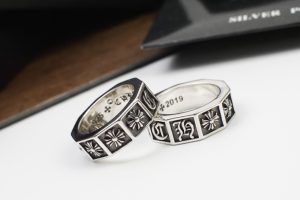 一比一複刻Chrome Hearts克羅心 十字花戒指 多邊形切面情侶戒指