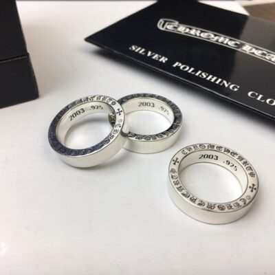 高仿Chrome Hearts克羅心飾品 6MM厚款字母光面戒指 925純銀男女同款