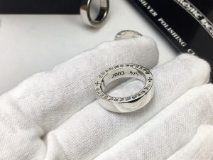 高仿Chrome Hearts克羅心飾品 6MM厚款字母光面戒指 925純銀男女同款